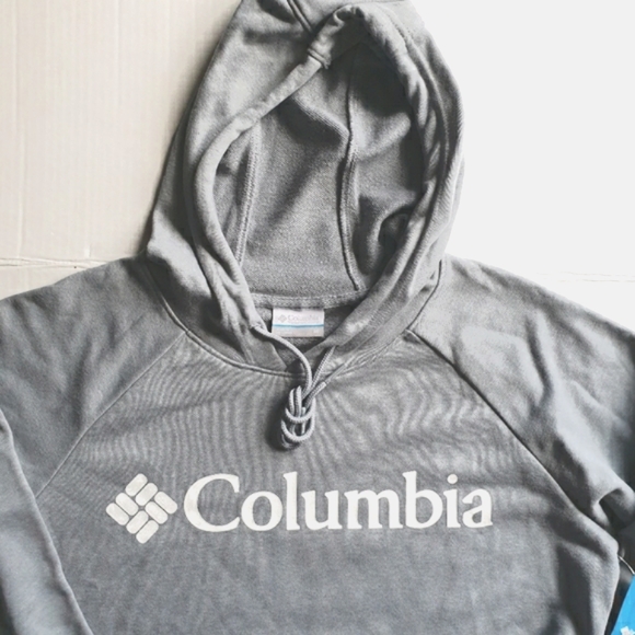 Columbia Women's Logo French Terry Cotton Hoodie Sweatshirt in a Cool Grey Md - Picture 8 of 16